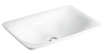 SARTORIAL™ HERRINGBONE IN WHITE ON CARILLON®RECTANGLE WADING POOL® BATHROOM SINK, White, large