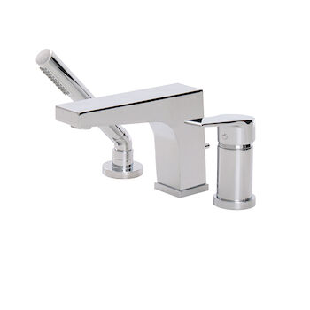 3-PIECE DECKMOUNT TUB FAUCET WITH HANDSHOWER, 17013, Polished Chrome, large