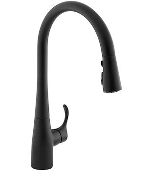 SIMPLICE SINGLE OR THREE-HOLE KITCHEN PULL DOWN SINK FAUCET, Matte Black, large