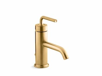 PURIST SINGLE-HANDLE BATHROOM SINK FAUCET WITH STRAIGHT LEVER HANDLE, Vibrant Brushed Moderne Brass, large