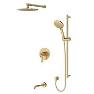 AMAHLE 1/2" THERMOSTATIC & PRESSURE BALANCE 3 FUNCTION SYSTEM WITH INTEGRATED VOLUME CONTROL, Antique Gold, medium