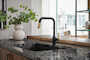 LITZE PULL-DOWN FAUCET WITH SQUARE SPOUT AND INDUSTRIAL HANDLE, Matte Black/Luxe Gold, small