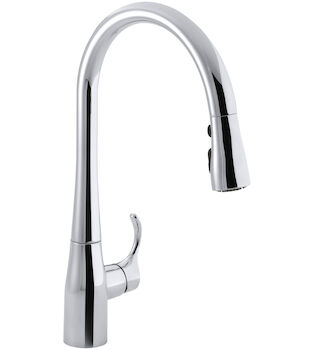 SIMPLICE SINGLE OR THREE-HOLE KITCHEN PULL DOWN SINK FAUCET, Polished Chrome, large