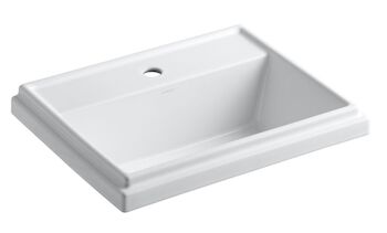 TRESHAM® RECTANGULAR DROP IN BATHROOM SINK WITH SINGLE FAUCET HOLE, White, large