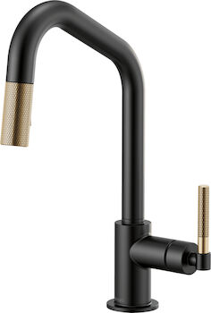LITZE PULL-DOWN FAUCET WITH ANGLED SPOUT AND KNURLED HANDLE, Matte Black, large