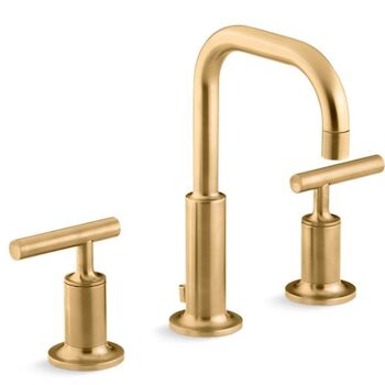 PURIST WIDESPREAD BATHROOM SINK FAUCET WITH LEVER HANDLES, 1.2 GPM, Vibrant Brushed Moderne Brass, large