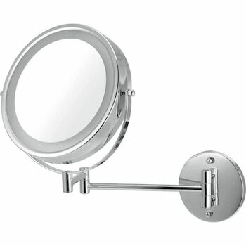 VOLKANO 8.5-INCH DOUBLE SIDED LIGHTED WALL-MOUNTED MIRROR, Chrome, large