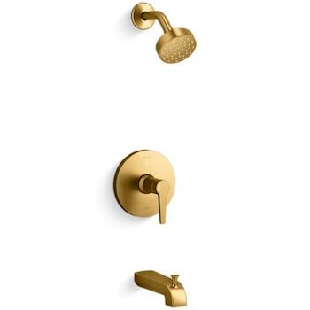 PITCH® RITE-TEMP® BATH AND SHOWER TRIM WITH 1.75 GPM SHOWERHEAD, Vibrant Brushed Moderne Brass, large