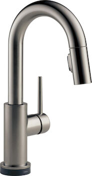 DELTA SINGLE HANDLE PULL-DOWN BAR/PREP FAUCET FEATURING TOUCH2O(R) TECHNOLOGY, Black Stainless, large
