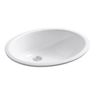 CAXTON® OVAL 17 X 14 INCHES UNDERMOUNT BATHROOM SINK WITH GLAZED UNDERSIDE AND CLAMP ASSEMBLY, White, medium