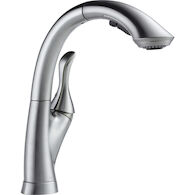 LINDEN SINGLE HANDLE WATER-EFFICIENT PULL-OUT KITCHEN FAUCET, Arctic Stainless, medium