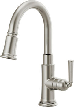 BRIZO SINGLE HANDLE PULL-DOWN PREP KITCHEN FAUCET, Stainless Steel, large