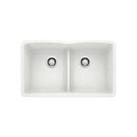 DIAMOND UNDERMOUNT DOUBLE BOWL SINK WITH LOW DIVIDE, White, medium