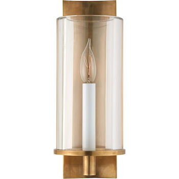 AERIN DEAUVILLE2 1-LIGHT 5-INCH WALL SCONCE LIGHT WITH CLEAR GLASS SHADE, Hand-Rubbed Antique Brass, large