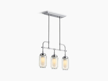 ARTIFACTS 3-LIGHT LINEAR CHANDELIER, Polished Chrome, large
