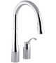 SIMPLICE® TWO-HOLE KITCHEN SINK FAUCET WITH 16-1/8-INCH PULL-DOWN SWING SPOUT, DOCKNETIK® MAGNETIC DOCKING SYSTEM, AND A 3-FUNCTION SPRAYHEAD FEATURING SWEEP™ SPRAY, Polished Chrome, small