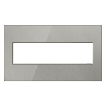 ADORNE 4-GANG REAL MATERIAL WALL PLATE, Brushed Stainless, large