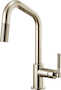 LITZE PULL-DOWN FAUCET WITH ANGLED SPOUT AND KNURLED HANDLE, Polished Nickel, small