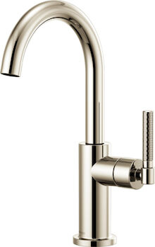 LITZE BAR FAUCET WITH ARC SPOUT AND KNURLED HANDLE, Polished Nickel, large