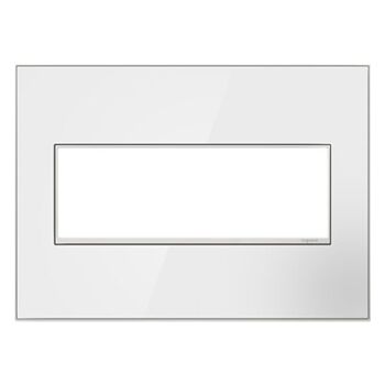 ADORNE 3-GANG REAL MATERIAL WALL PLATE, Mirror White, White-on-White, large
