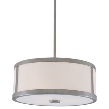 UPTOWN 3-LIGHT PENDANT WITH HALF OPAL GLASS, Satin Nickel, large