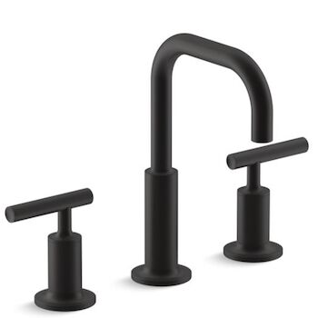PURIST WIDESPREAD BATHROOM SINK FAUCET WITH LEVER HANDLES, 1.2 GPM, Matte Black, large
