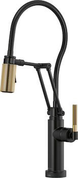 LITZE SMARTTOUCH® ARTICULATING FAUCET WITH FINISHED HOSE, Matte Black/Luxe Gold, large