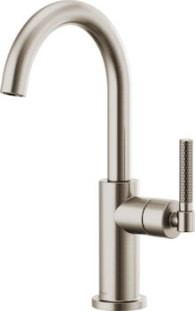 LITZE BAR FAUCET WITH ARC SPOUT AND KNURLED HANDLE, Stainless Steel, large