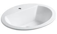 BRYANT® OVAL DROP IN BATHROOM SINK WITH SINGLE FAUCET HOLE, White, medium