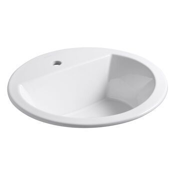 BRYANT® ROUND DROP IN BATHROOM SINK WITH SINGLE FAUCET HOLE, White, large