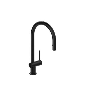 AZURE KITCHEN FAUCET WITH 1-JET PULL DOWN SPRAY, Black, large