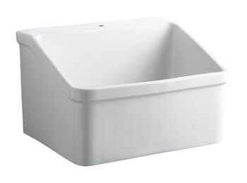 HOLLISTER™ 28 X 22 INCHES BRACKET-MOUNTED UTILITY SINK WITH SINGLE FAUCET HOLE, White, large