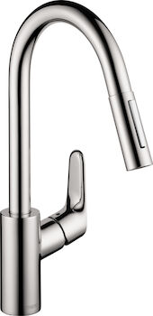 FOCUS 2-SPRAY HIGHARC KITCHEN FAUCET, PULL-DOWN, Chrome, large