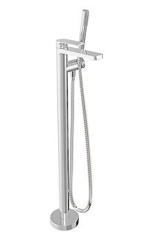 PETITE B04 FLOOR-MOUNTED TUB FILLER WITH HAND SHOWER, Chrome, large