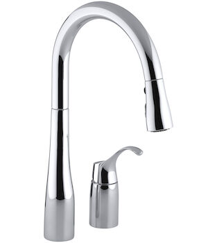 SIMPLICE® TWO-HOLE KITCHEN SINK FAUCET WITH 16-1/8-INCH PULL-DOWN SWING SPOUT, DOCKNETIK® MAGNETIC DOCKING SYSTEM, AND A 3-FUNCTION SPRAYHEAD FEATURING SWEEP™ SPRAY, Polished Chrome, large