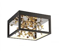 TERLIZZI SQUARE LED CEILING MOUNT, Matte Black With Gold Accent, medium