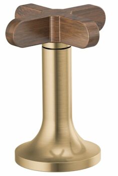 ODIN WIDESPREAD LAVATORY HIGH CROSS HANDLES, Luxe Gold / Wood, large