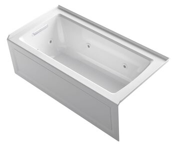 ARCHER® 60 X 30 INCHES THREE-SIDE INTEGRAL FLANGE WHIRLPOOL WITH LEFT-HAND DRAIN, HEATER AND COMFORT DEPTH® DESIGN, White, large