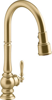 ARTIFACTS® KITCHEN SINK FAUCET WITH KOHLER® KONNECT™ AND VOICE-ACTIVATED TECHNOLOGY, Vibrant Brushed Moderne Brass, large