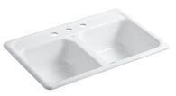 DELAFIELD® 33 X 22 X 8-1/2 INCHES TOP-MOUNT DOUBLE-EQUAL KITCHEN SINK, White, medium