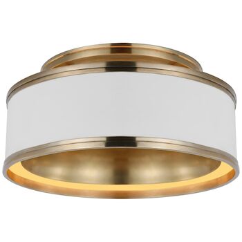 CONNERY 14-INCH LED FLUSH MOUNT, Matte White / Antique Burnished Brass, large