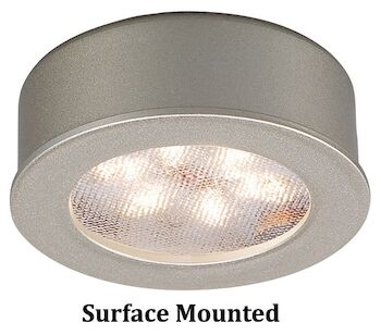 SQUARE LEDme® BUTTON LIGHT 2700K SOFT WHITE RECESSED OR SURFACE MOUNT, Brushed Nickel, large