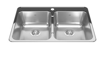 REGINOX DROP IN DOUBLE BOWL STAINLESS STEEL KITCHEN SINK, Stainless Steel, large