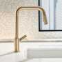 LITZE PULL-DOWN FAUCET WITH SQUARE SPOUT AND INDUSTRIAL HANDLE, Brilliance Luxe Gold, small
