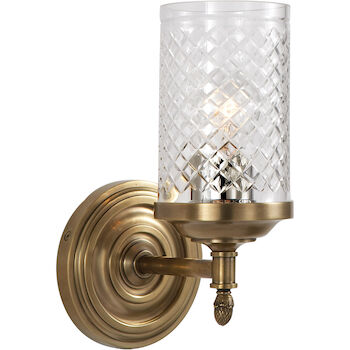 ALEXA HAMPTON LITA 1-LIGHT 5-INCH WALL LIGHT WITH CLEAR GLASS SHADE, Hand-Rubbed Antique Brass, large