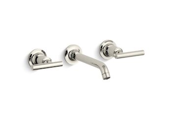 PURIST WIDESPREAD WALL-MOUNT BATHROOM SINK FAUCET TRIM WITH LEVER HANDLES, 1.2 GPM, Vibrant Polished Nickel, large
