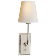 HULTON 1 LIGHT SCONCE WITH CRYSTAL BACKPLATE AND NATURAL PAPER SHADE, Polished Nickel, medium