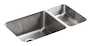 UNDERTONE® 31-1/2 X 18 X 9-3/4 INCHES UNDER-MOUNT HIGH/LOW DOUBLE-BOWL KITCHEN SINK, Stainless Steel, small