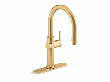 CRUE PULL-DOWN SINGLE-HANDLE KITCHEN SINK FAUCET, Vibrant Brushed Moderne Brass, large