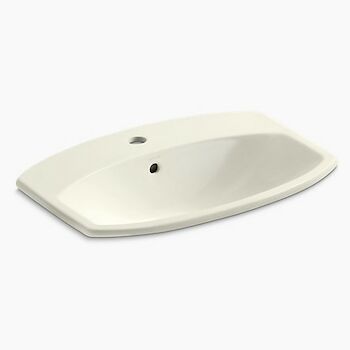 CIMARRON® DROP IN BATHROOM SINK WITH SINGLE FAUCET HOLE, Biscuit, large